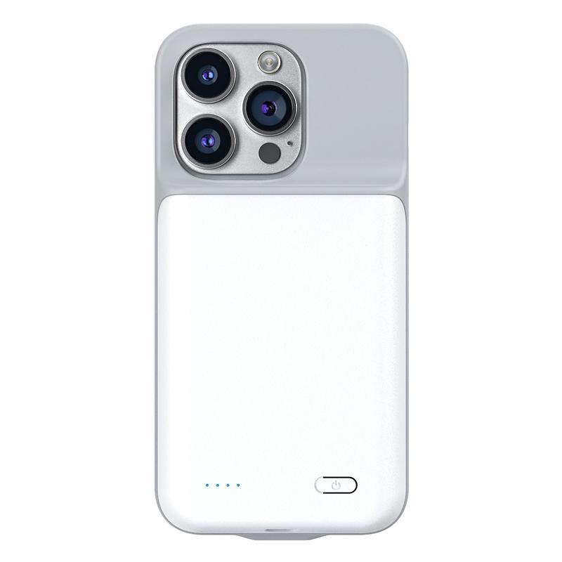 

T43 For iPhone 14 Pro Battery Case 6800mAh Extended Battery Backup TPU+ABS Protective Charging Case White