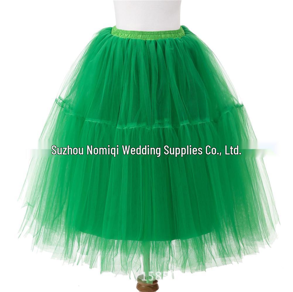 Women's 5-Layer Mesh Midi Fluffy Skirt - Summer Gauze Half Skirt