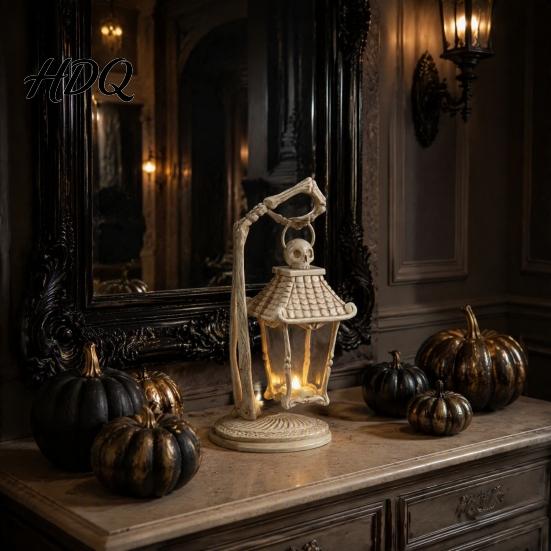 Safe LED Atmosphere Lamp Skeleton Hand Lantern Gothic Bone Table Lamp USB Style Accessory Powered Spooky Decorative Light for Halloween Party Home