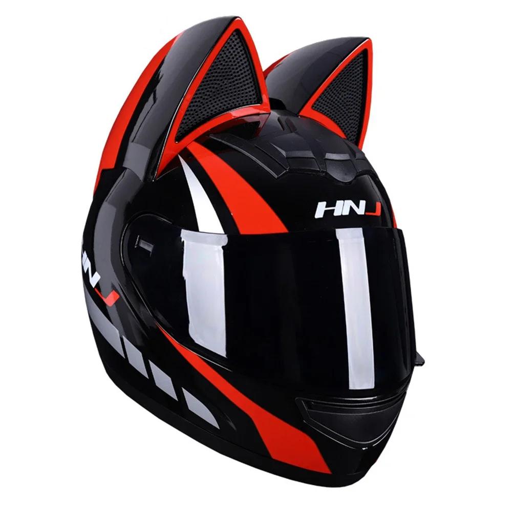 Motorcycle Helmet Moto Cat Ears Streamlined Helmet For Women Men Full Face Breathable Casco Moto Helmets DOT Approved