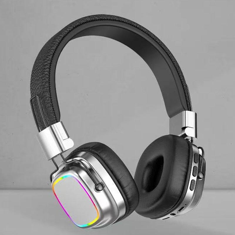 

Ретро Тренд Бездротові Навушники Bluetooth 5.3 Довгий Час Роботи Батареї Стерео Музика Спорт Складні Накладні Навушники з Шумопоглинанням RGB Підсвічуванням чорний/срібний