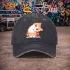 Pc Pcs Unisex Vintage Washed Baseball Cap with Orange Cat Print  Duckbill Hook  Loop Closure Suitable for Parties Daily Wea