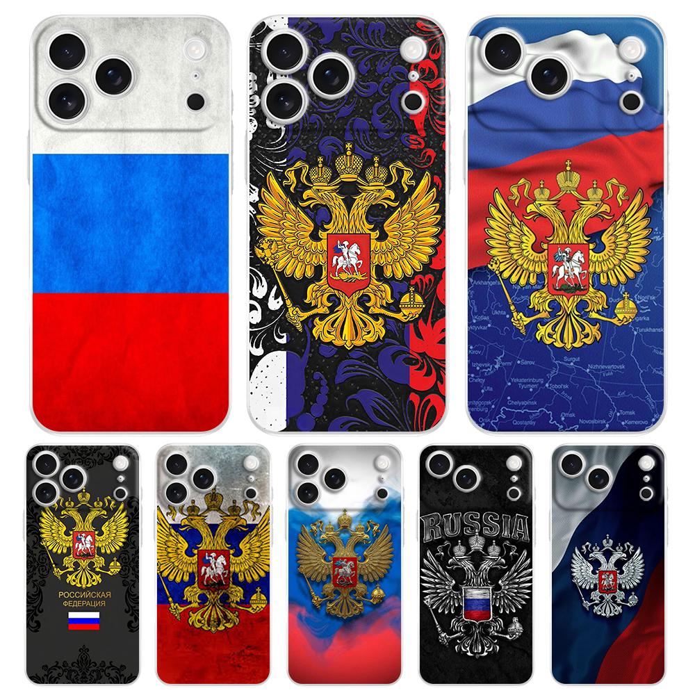 Soft Clear TPU Phone Case For iPhone 17 Air 16E 16 11 15 14 Pro MAX 12 13 7 8 Plus SE Easter Cover Protection Russian Flag
