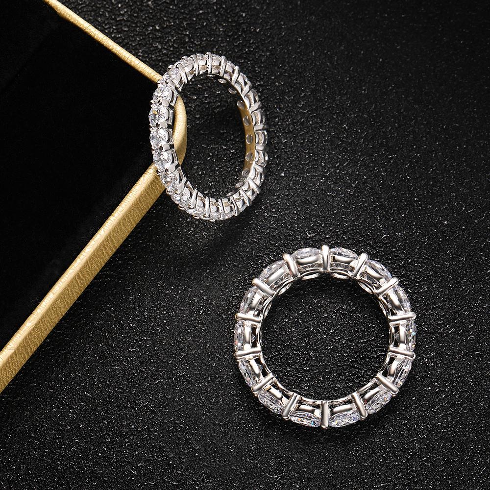 Knobspin 5mm 7ct D Farbe Moissanit Ring 925 Silber Platinbeschichtet mit Weißgold Ehering Ewigkeit Band Verlobungsringe Für Frauen