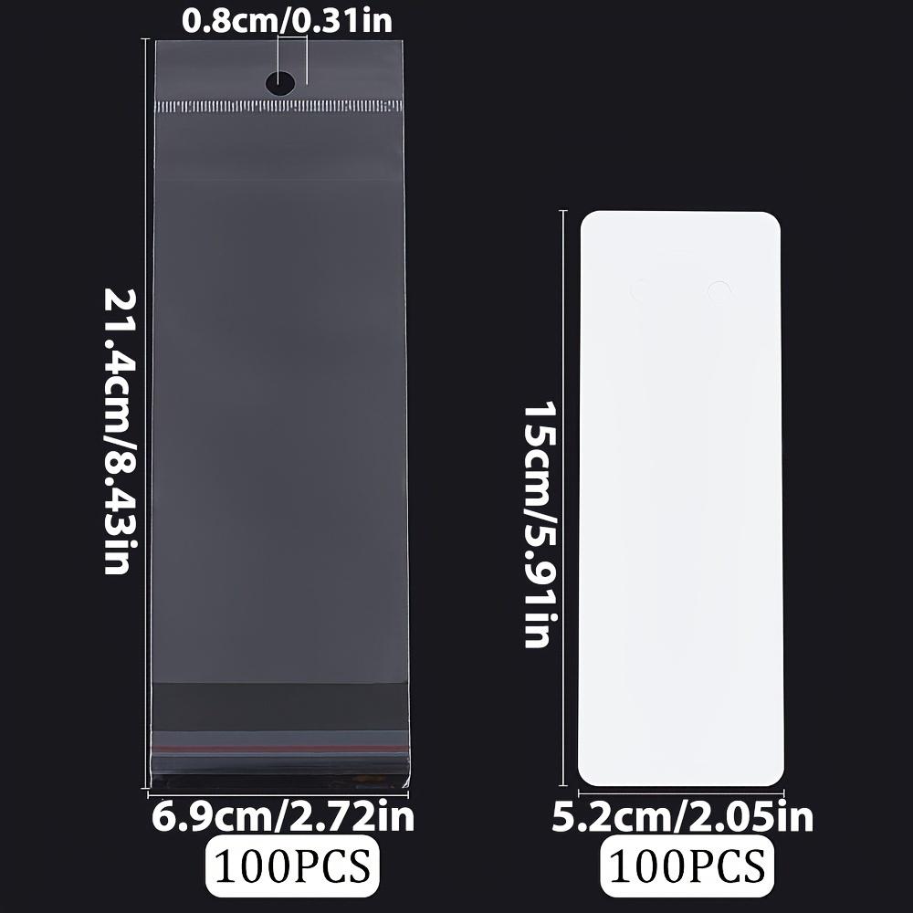 

100 шт. Карточки для демонстрации брелоков с 100 шт. Самоклеящихся прозрачных пакетов для упаковки брелоков для браслетов, набор сумок для хранения принадлежностей для изготовления ювелирных изделий белый