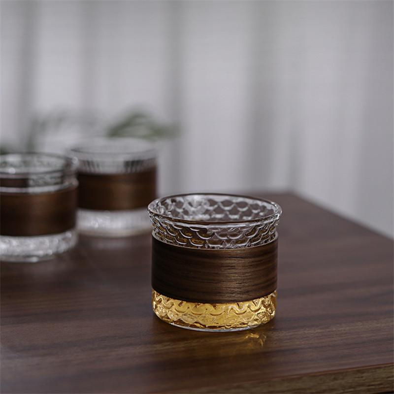 Japanese Style Heat-Resistant Glass Tea Cup – Hammered Transparent Handmade Teacup for Home & Office