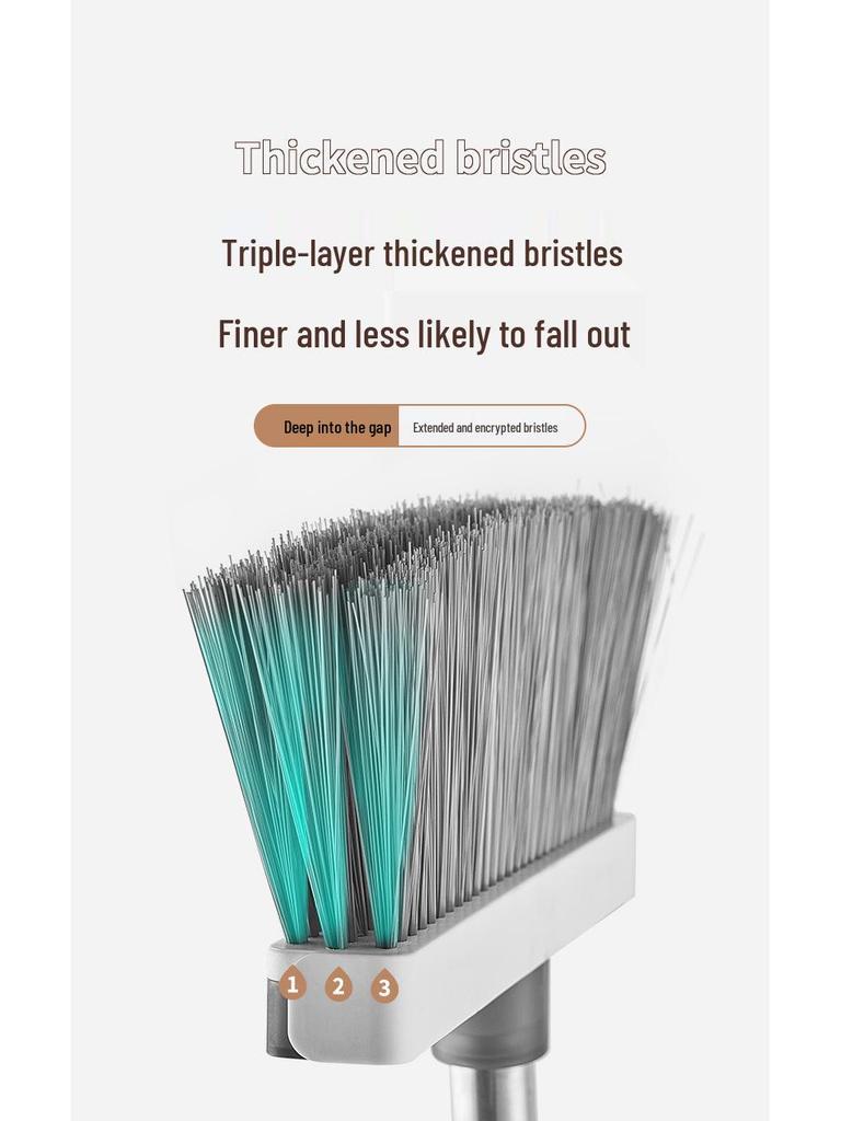 Foldable Rotating Broom & Dustpan Set with Non-Stick Hair and Soft Bristles for Living Room