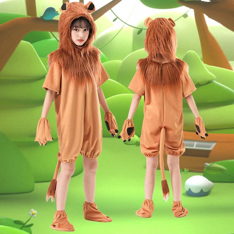 Costume Cosplay Lion du Magicien d'Oz, Tenue d'Animal à Longs Cheveux pour Performance Scénique Adulte