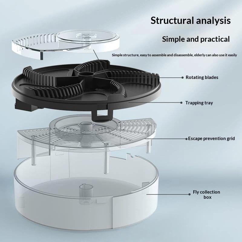 Portable Travel Electric Fly Trap USB Rechargeable Efficient Flycatcher Insect Catching Tool for Picnic RV Home