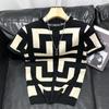Spring and Autumn Geometric Pattern Base Shirt for Men, Slim Fit Casual Short Sleeve Knit Top