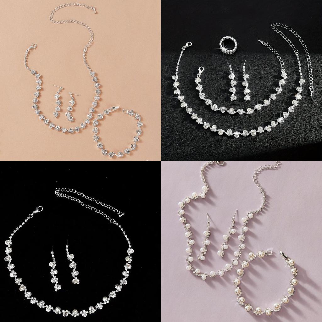 Fashion Bridal Jewelry Set With Waterdrop Crystal Necklaces And Earrings For Women