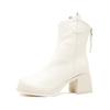 Small height-increasing boots women's autumn and winter thick-heeled short boots autumn and winter white high-heeled boots leather boots Martin boots