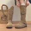 Inner height increase two wear Boken short boots women's new autumn and winter retro Martin boots Maillard flat-bottomed stacking boots