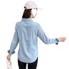 2025 Korean Style Slim Denim Shirt for Women - Spring/Autumn Long Sleeve, Solid Color, Thin, Petite, Casual & Sun-Protective