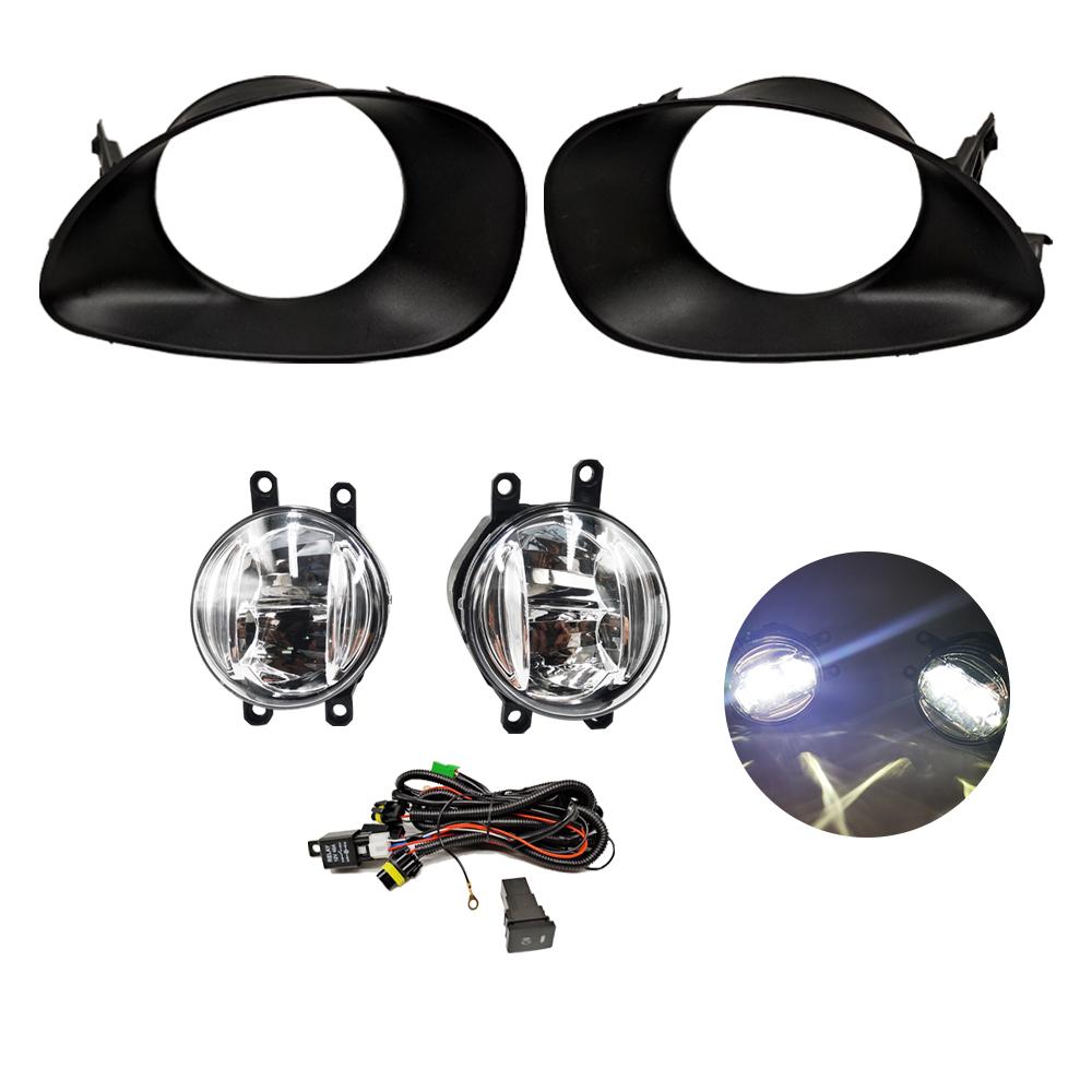 Car LED Fog Lights Fog Lamp For Toyota Yaris 2006 2007 2008 Harness Wiring Cover Grille Halogen Angel eyes DRL