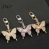Zinc Alloy Keychain Pendant Sparkling Rhinestones Butterfly Shape with Lobster Clasp Backpack Accessory No-fall Rhinestone