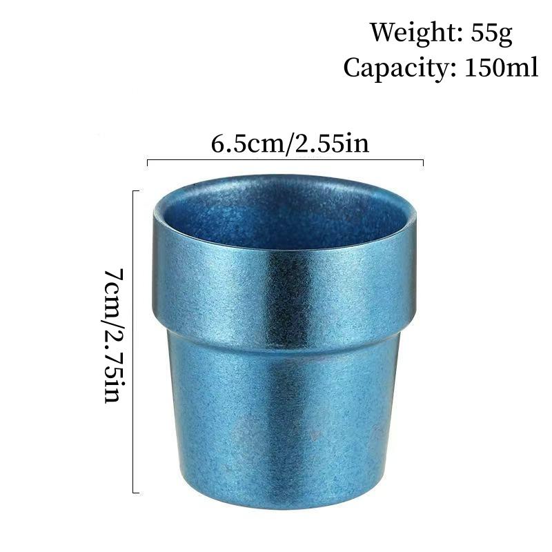Pure Titanium Double-Wall Coffee Mug,Outdoor Camping Water Cups Home Drinking Office Tea Mug 150 ml Beer Luxury-Feel Juice Cup