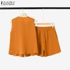 ZANZEA Womens Sleeveless Tank Tops and Shorts Summer Two Piece Suit Sets