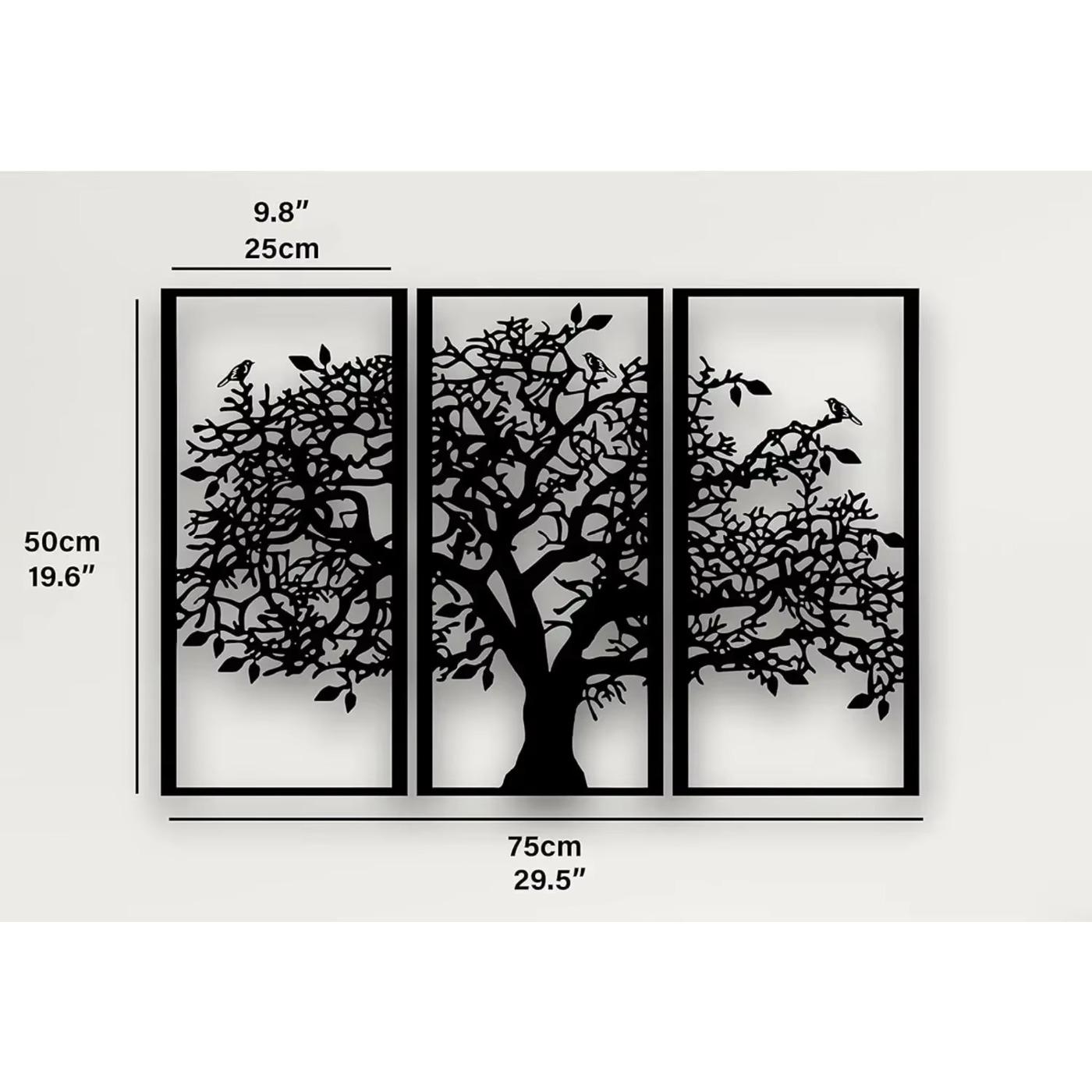 

3 шт. Металлический настенный декор «Семейное дерево» – «Дерево жизни» из железа. Современное 3D-искусство на стенах для украшения дома, спальни и гостиной. чёрный