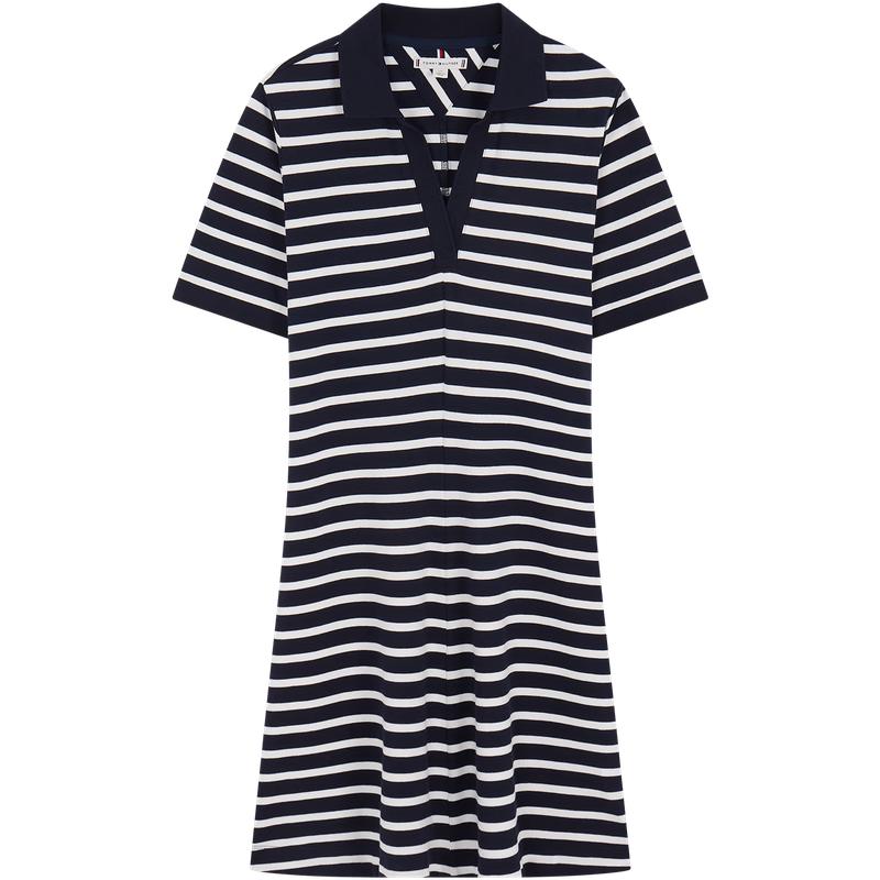 

Tommy Hilfiger Women s Striped V-Neck Knitted Polo Dress M