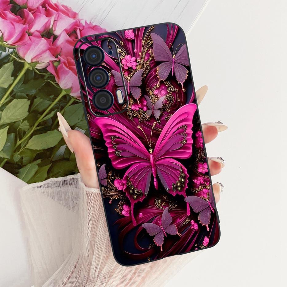 For Motorola Edge 2021 Case XT2141-1 Luxury Butterfly Tree Painted Cover Soft Silicone Case For Motorola Edge 2021 Edge2021 Bags