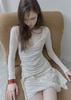Pilse See-Through V-Neck Long-Sleeved, Ivory