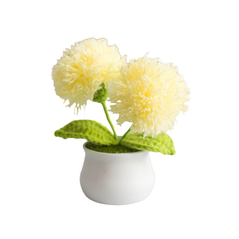 Cute Simulated Flower Potted Plant Crochet Flower Ornament
