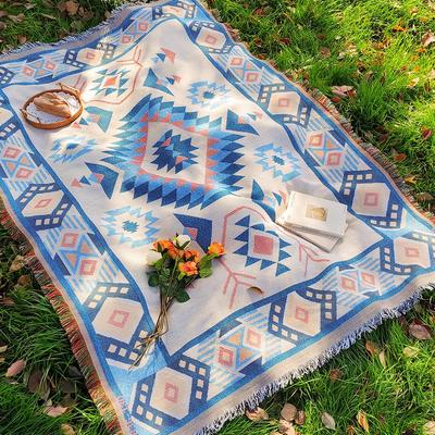 Boheemse Buiten Picknickdeken - Katoengaren met Kwasten, Vochtafstotend, Ideaal voor Kamperen, Picknicks en Dutjes