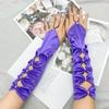 Hollow Women Long Gloves Arm Warmer Full Finger Gloves Wedding Party Formal Gloves  Girls