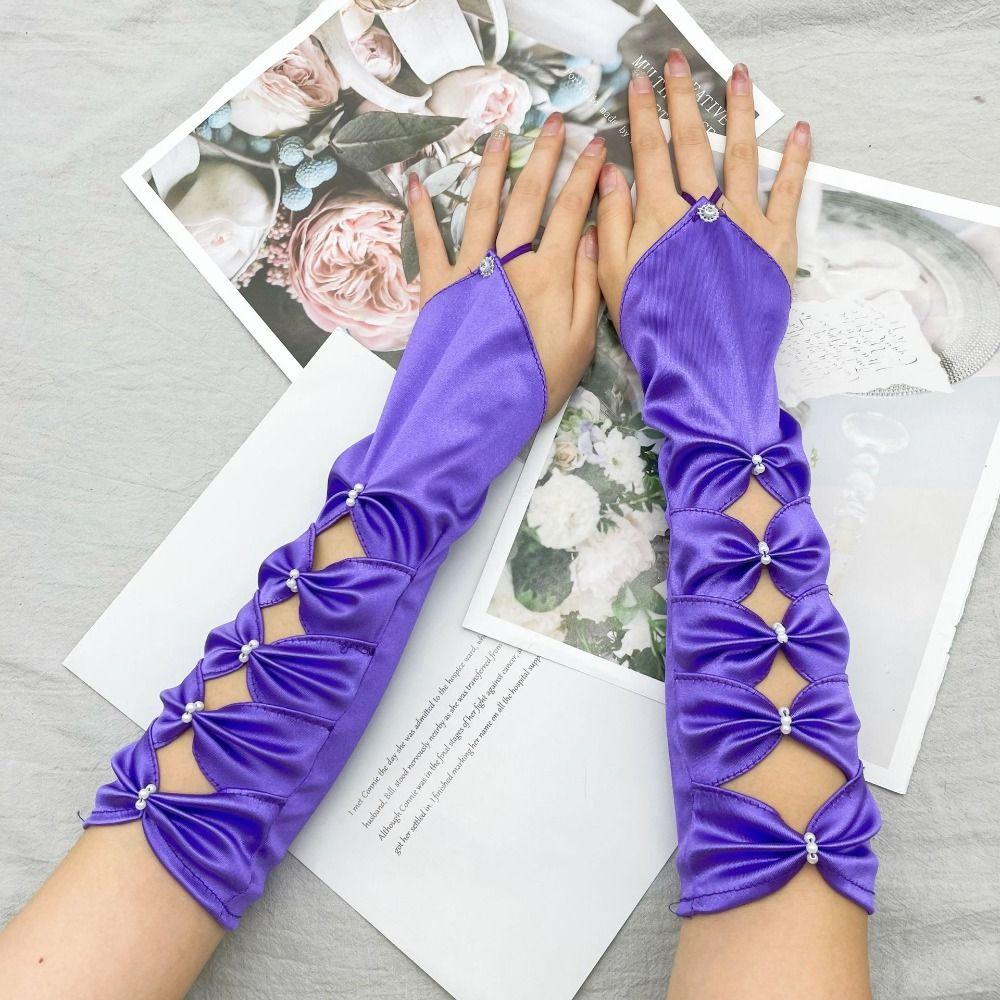 Hollow Women Long Gloves Arm Warmer Full Finger Gloves Wedding Party Formal Gloves  Girls