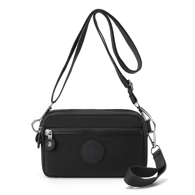 LADIES HANDBAG Crossbodytas Lichtgewicht Nylon Kleine Tas Dames Meerdere Zakken Schoudertas black