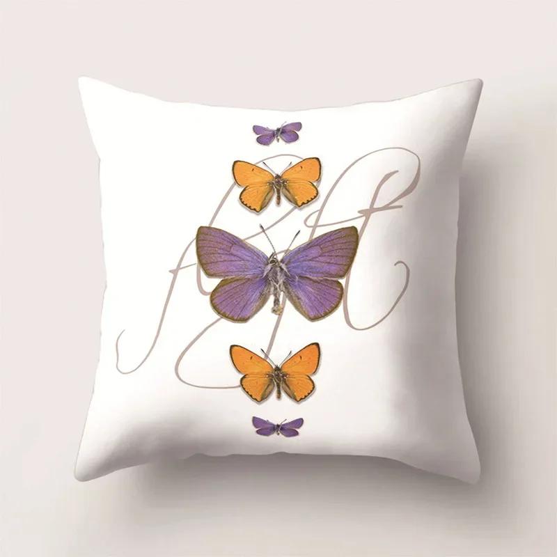 Colorful Butterfly Insect Printed Pattern Cushion Cover for Home Bedroom Living Room Car Sofa Decorative Pillowcase