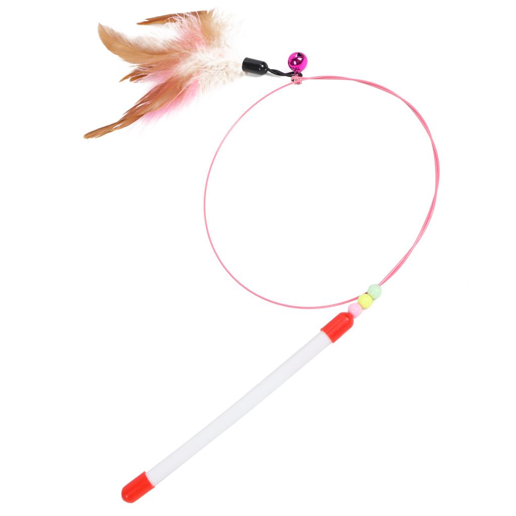Pet Feather Teaser Retractable Wand Interactive Feather Toys Fishing Rod for Cats Play Exercise