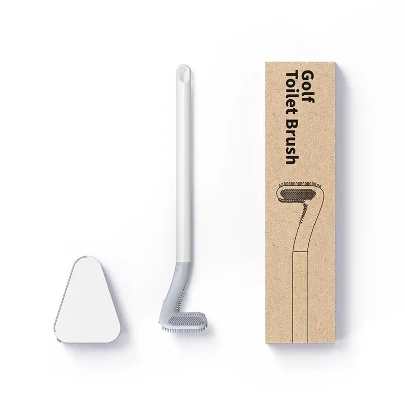Golf-Langstiel-Toilettenbürste, Silikon-Toilettenbürsten für Badezimmer, Toilettenreinigungsbürste, Biegsamer Silikonbürstenkopf