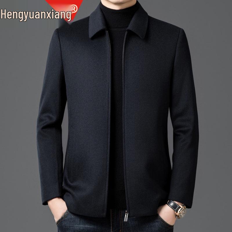 Hengyuanxiang 2025 Men's High-End Cashmere Wool Coat - Autumn/Winter Business Casual Suit for Young/Middle-Aged Men