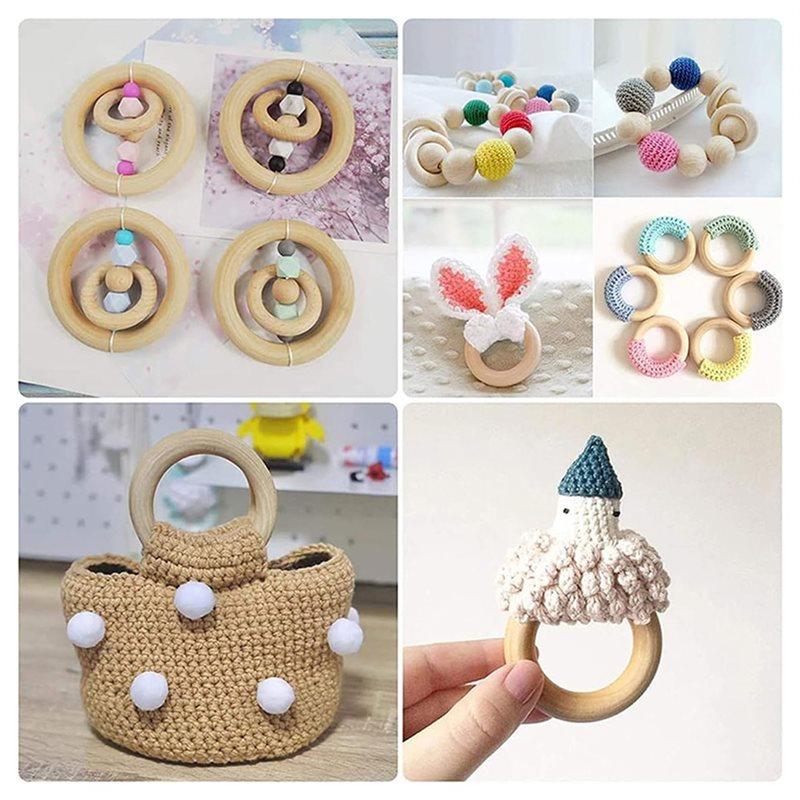 Unfinished Wooden Rings For Crafts, 75Mm Natural Solid Wood Rings For DIY Macrame And Jewelry 20PCS