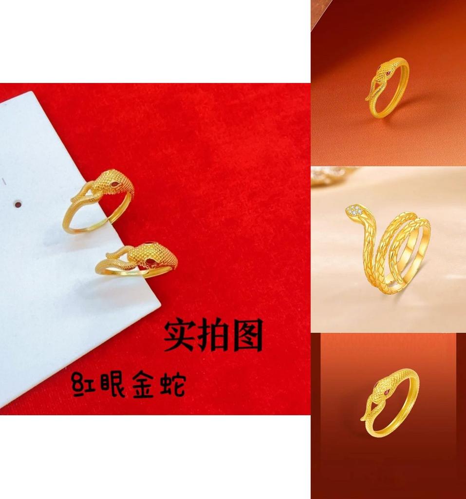 Chic Gold Plated Snake Ring For Men With Dazzling Diamonds And Eye-catching Design