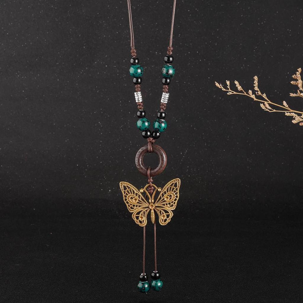 Qingge Ethnic-Style Butterfly Pendant Necklace for Women