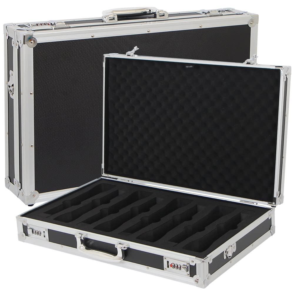 

18 Types BAGandCASE ALIKAN Microphone Case Wired Wireless Microphone Aluminum Case Holds 8 Microphones Aluminum Hard Case Comes with Key Includes