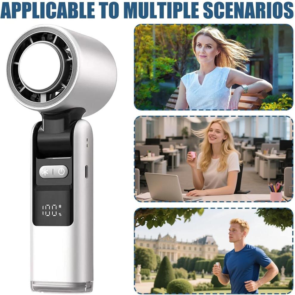Portable Handheld Fan with LED Display, Foldable Rechargeable Cooling Fan for Outdoor Camping