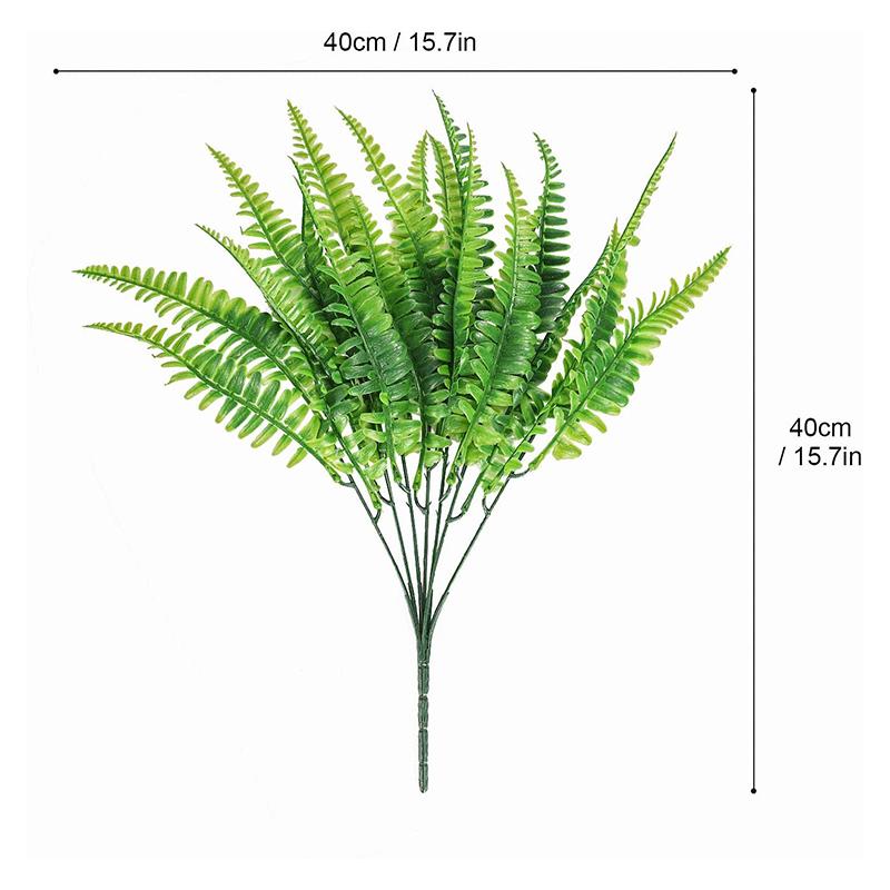 Artificial Boston Fern Hassle Free Lifelike Artificial Shrubs Stems for House Plastic Outdoor