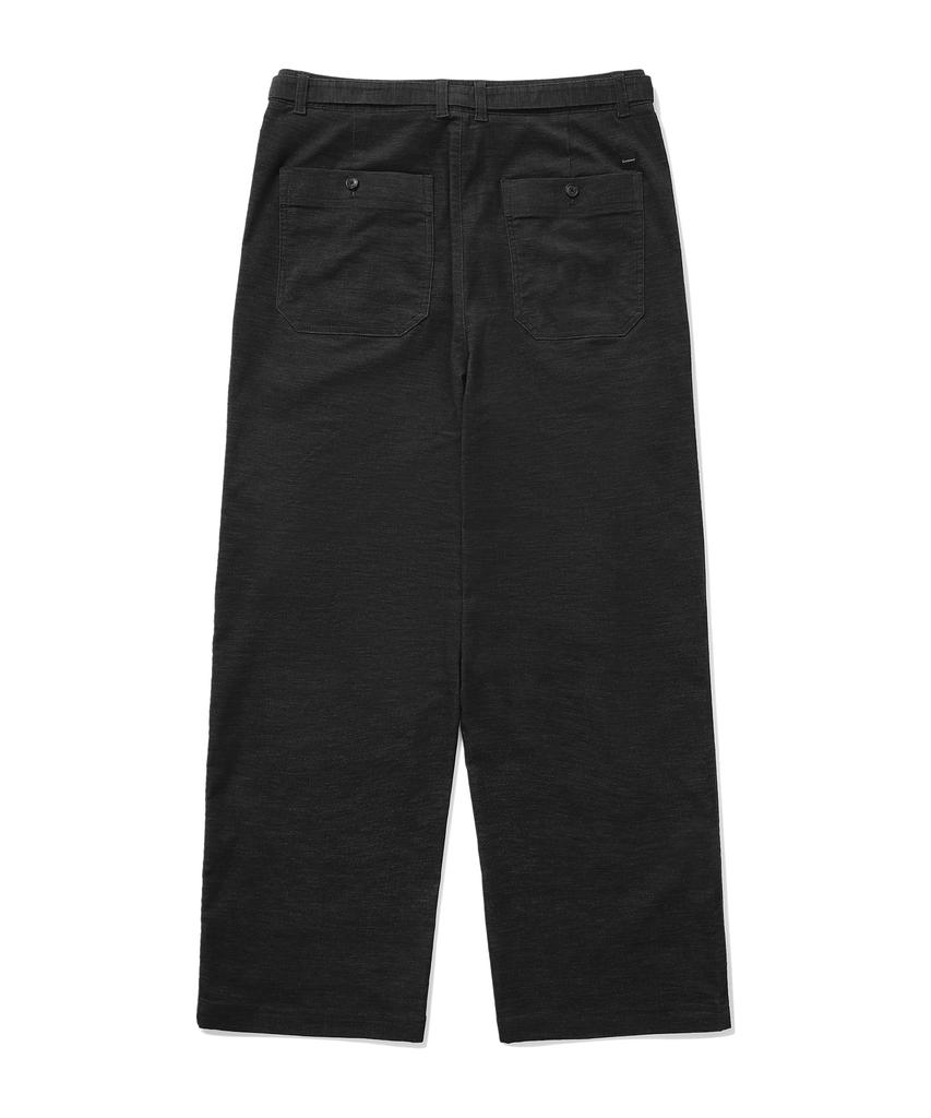 COVERNAT Moleskine One-Pleat Wide Fit Belted Pants Charcoal