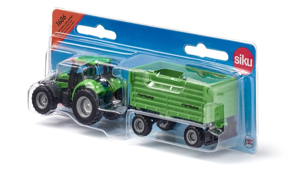 SIKU DEUTZ-FAHR Tractor with 4-wheel trailer for ages 3 and up SK1606