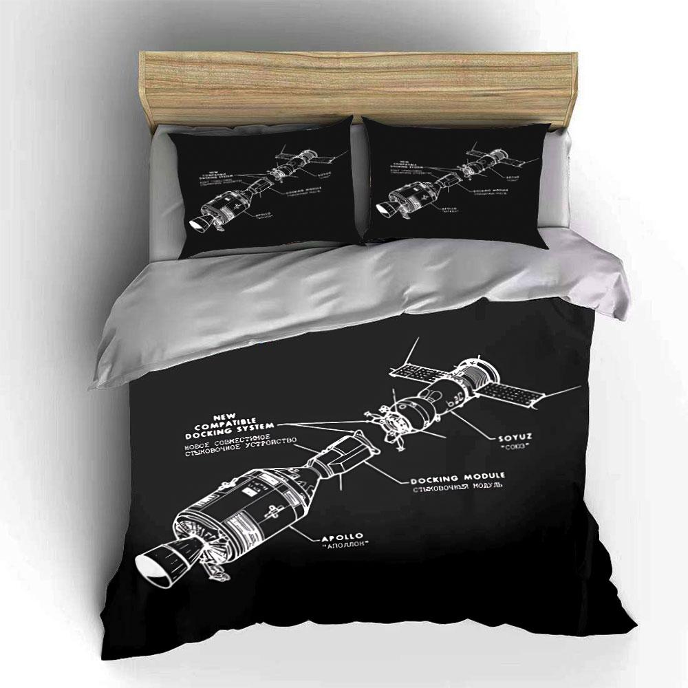 Apollo Soyuz Docking Diagram Bedding Duvet Cover Set Duvet Cover Pillowcases (1*Duvet Cover 2*Pillowcases, without duvet insert)
