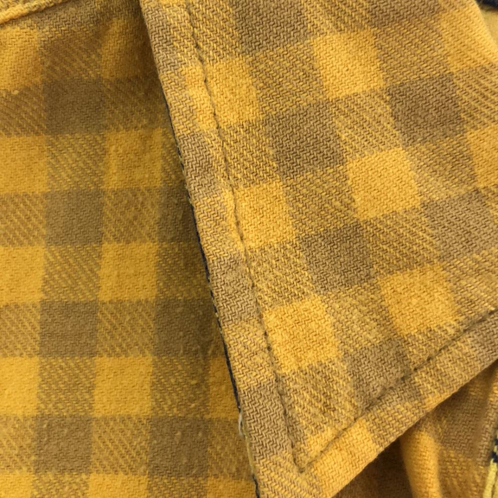 Stussy Check Pattern Long Sleeve Cotton Shirt L Yellow Men's Used