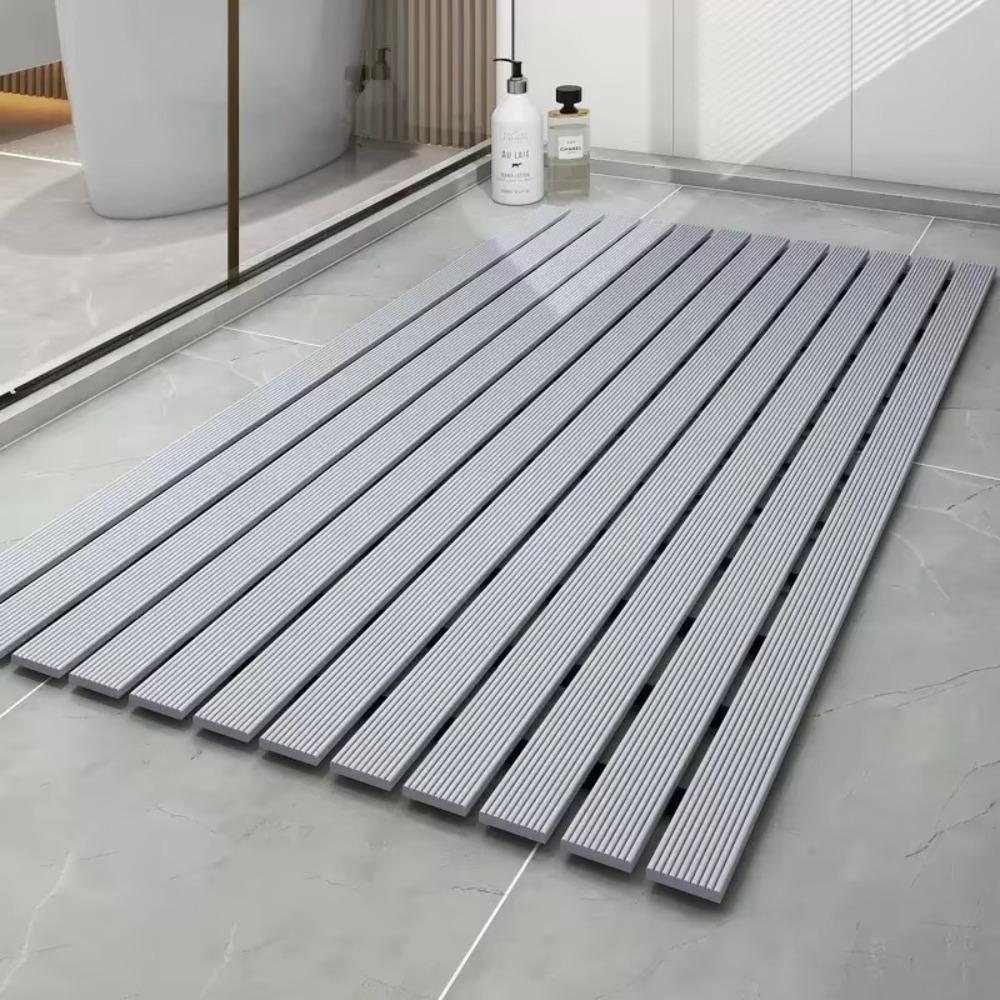 Convenient PVC Anti-Slip Mat Rectangle Hydrophobic Floor Mat Hollow Non-Slip Easy Drying Mat Bathroom