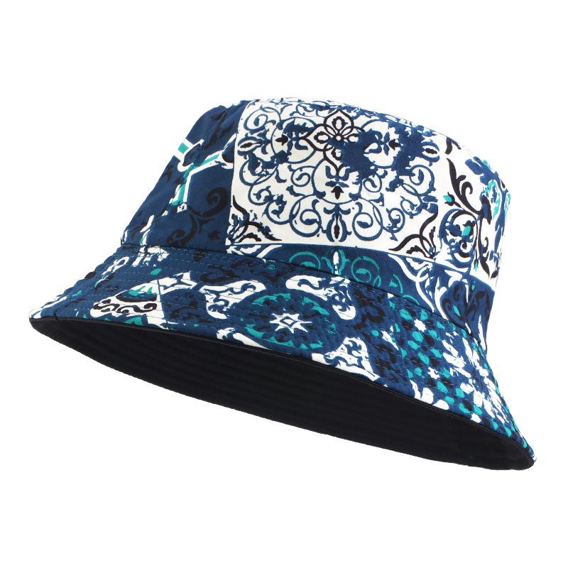 New Polished Printed Pot Hat Double-sided Bucket Hat Outdoor Travel Visor