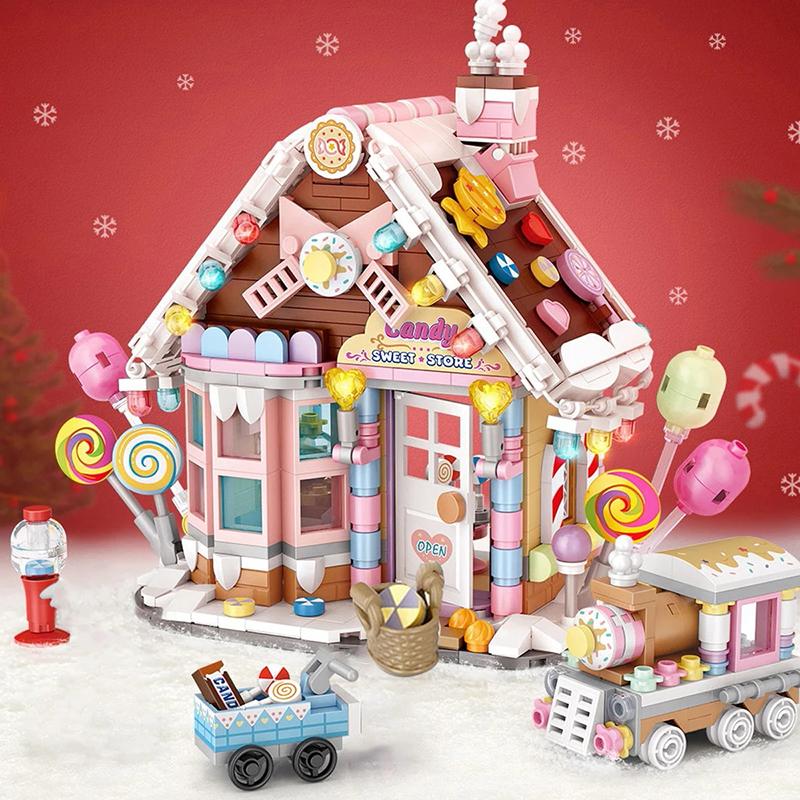 Creative cute flowers for children construction decoration Homemade model DIY building blocks toy assembly toy Christmas gift