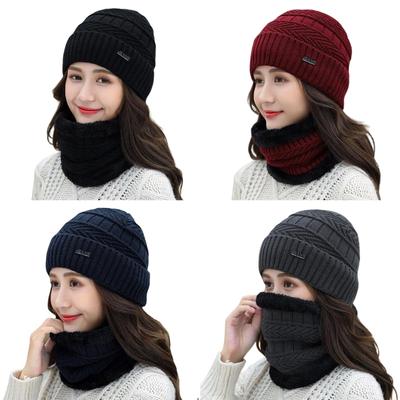 Beanie Scarf Set Men Women Winter Caps Cover Ears Winter Skullies Hat Wool Beanies Knitted Hat Scarf With Lining