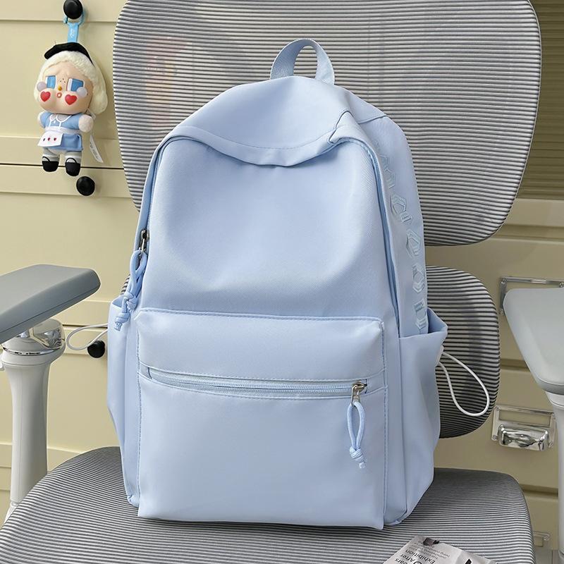 Schoolbag Korean INS Large Capacity, Lightweight, Simple, Solid Color, Fashionable Versatile School Bag, Backpack for Middle, High School, and College